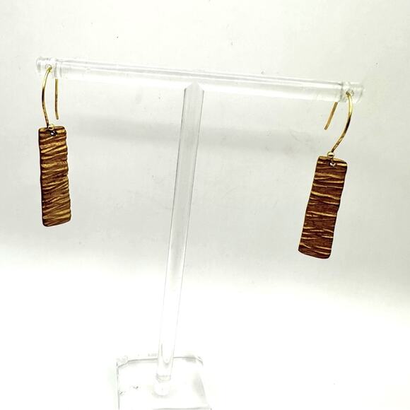 Banana Republic AUREUS + ARGENT Gold hammered Hoop Earrings Drop Dangle Jewelry - Picture 3 of 6